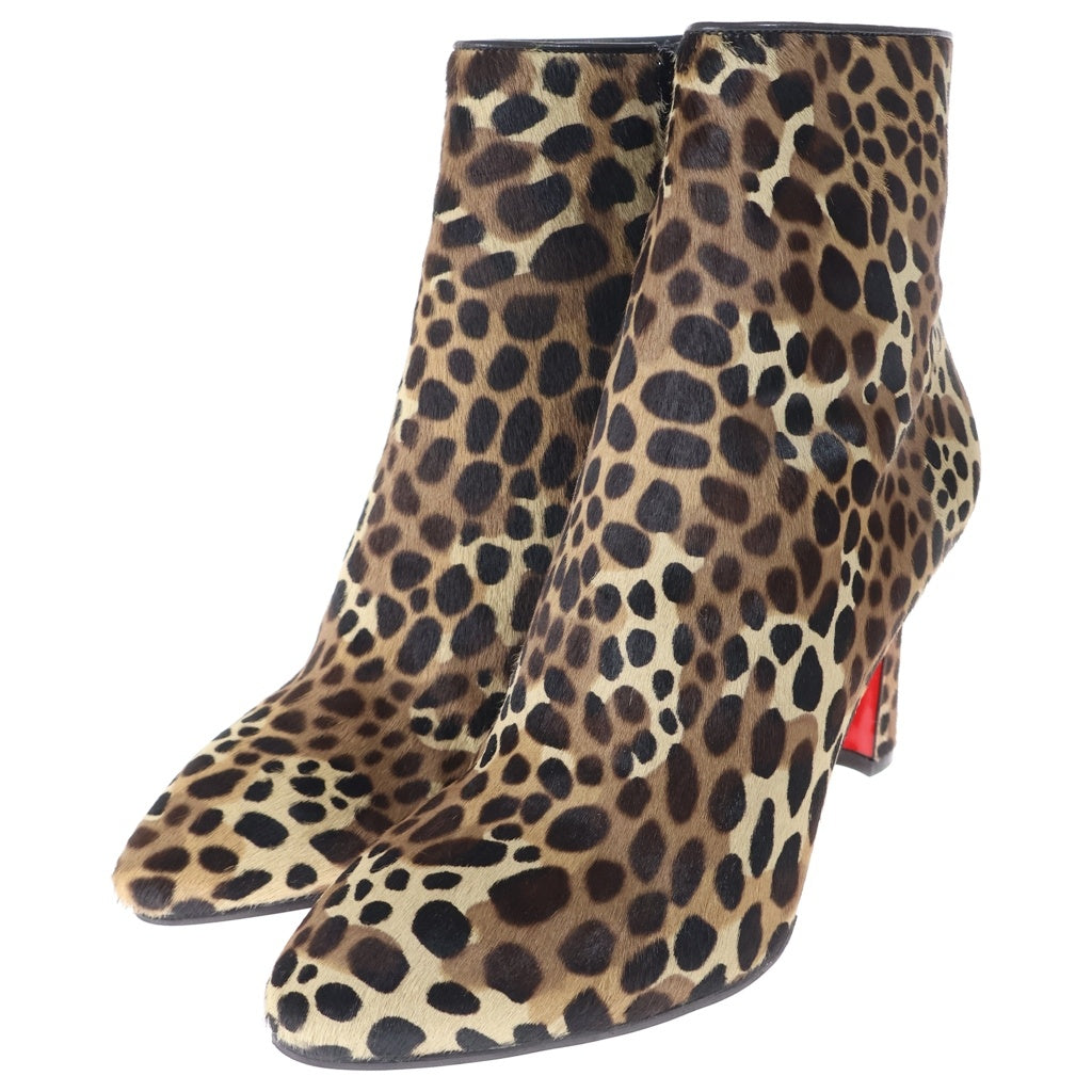 CHRISTIAN LOUBOUTIN(クリスチャンルブタン) SO ELEONOR 85 ポニーレザー ヒール サイドジップ ショートブーツ シューズ ブラウン レディース 3210866