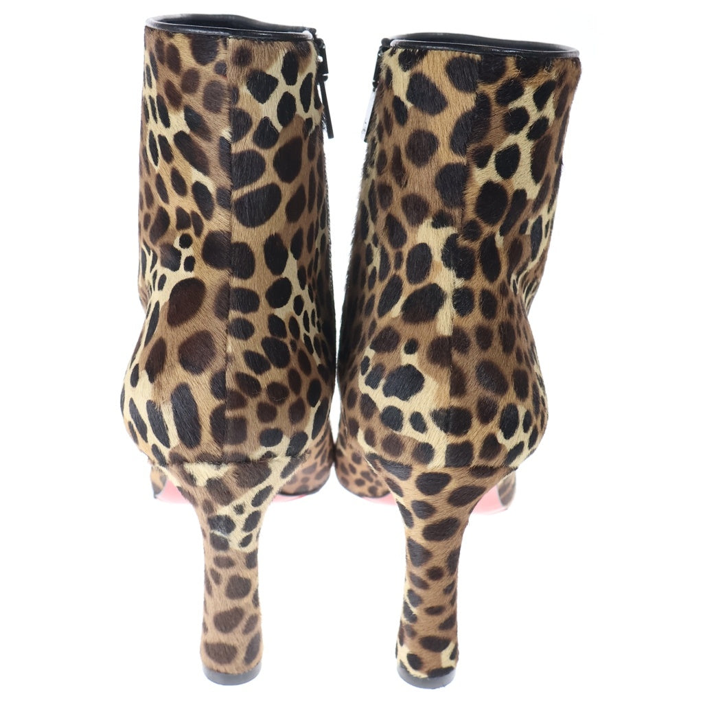 CHRISTIAN LOUBOUTIN(クリスチャンルブタン) SO ELEONOR 85 ポニーレザー ヒール サイドジップ ショートブーツ シューズ ブラウン レディース 3210866