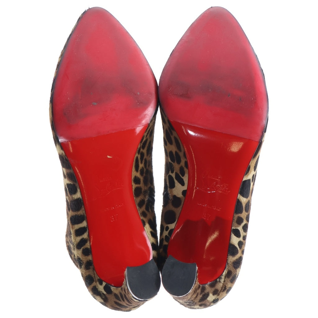 CHRISTIAN LOUBOUTIN(クリスチャンルブタン) SO ELEONOR 85 ポニーレザー ヒール サイドジップ ショートブーツ シューズ ブラウン レディース 3210866