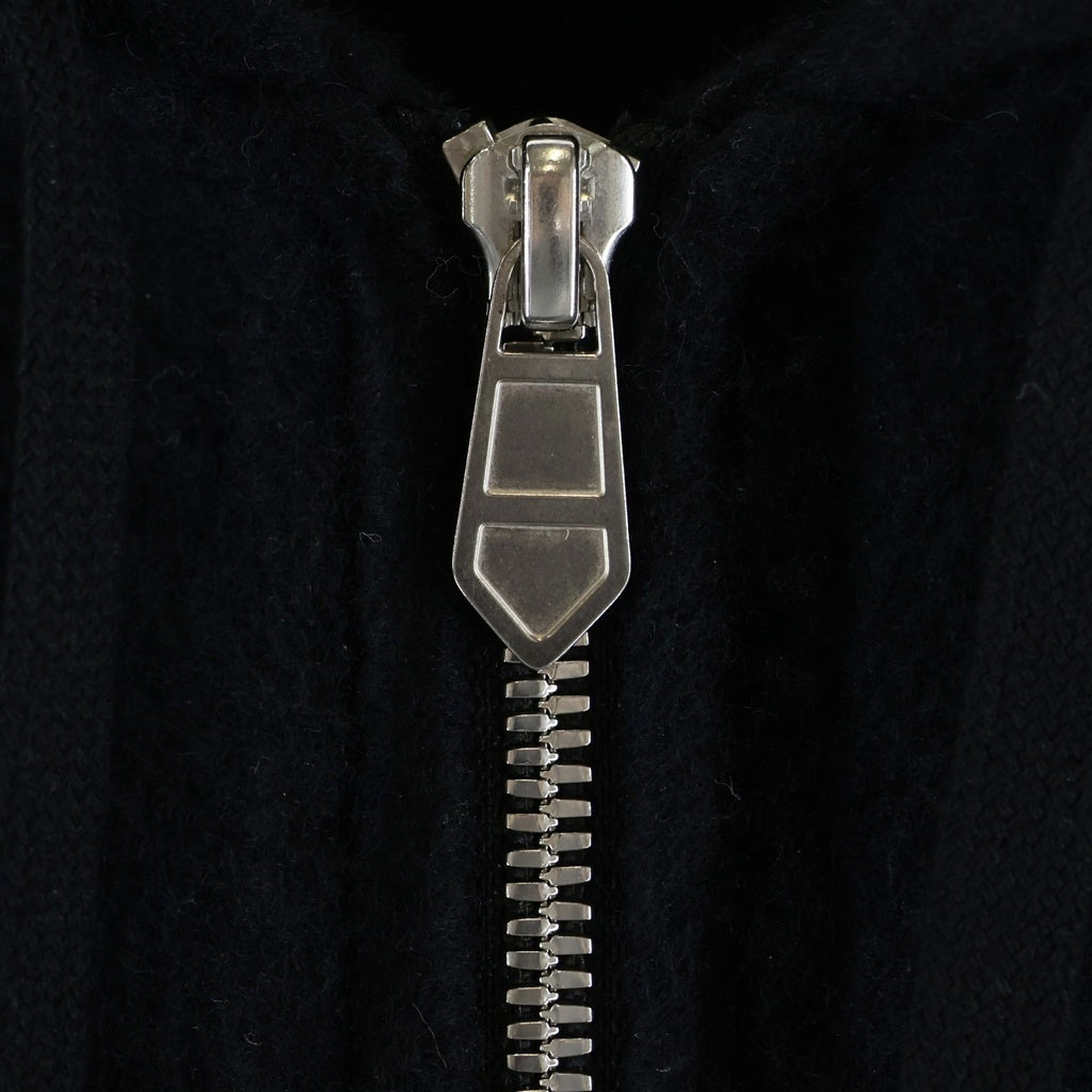 HERMES(エルメス) ジップアップフーディ レザートリム パーカー ブラック #L 32-5733