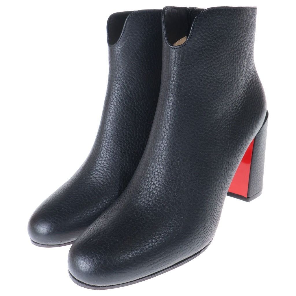 CHRISTIAN LOUBOUTIN(クリスチャンルブタン) CASTARIKA 85 カーフレザー ヒール サイドジップ ショートブーツ シューズ ブラック レディース 1210207