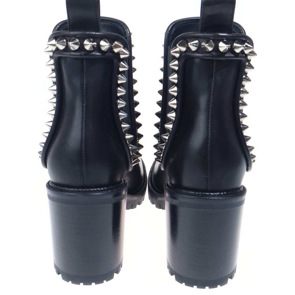 CHRISTIAN LOUBOUTIN(クリスチャンルブタン) スパイクスタッズ レザー サイドゴア ヒール ショートブーツ シューズ ブラック レディース 3200669