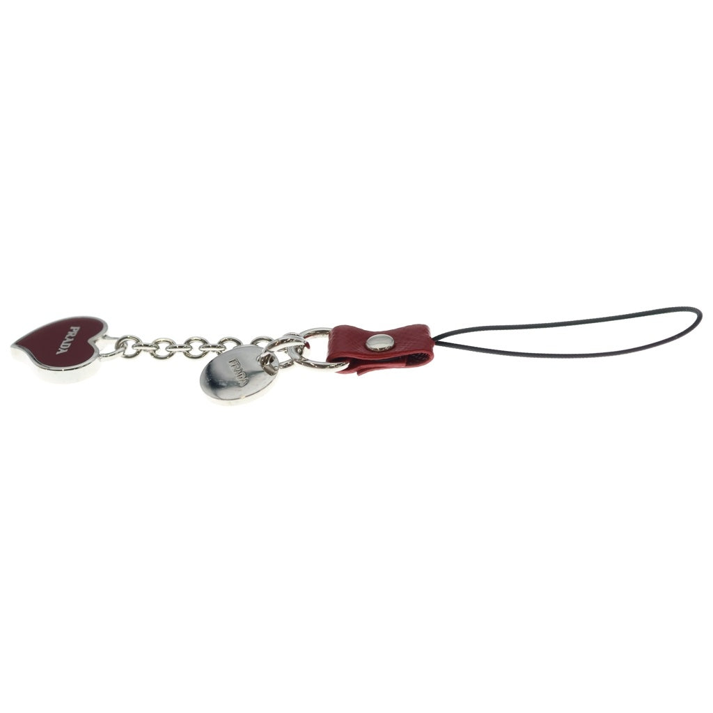 PRADA(プラダ) ハート ストラップ バッグチャーム レッド×シルバー レディース