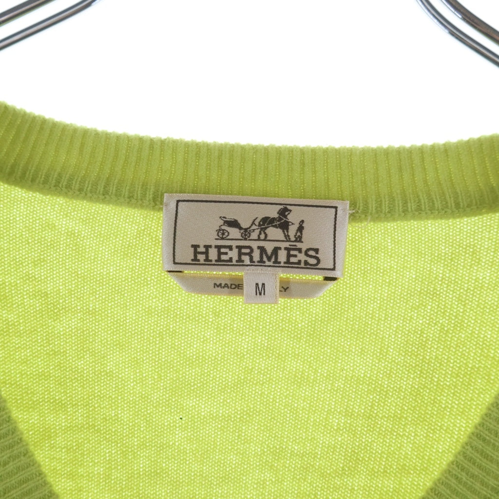 HERMES(エルメス) Vネック ニット グリーン カシミア M レディース