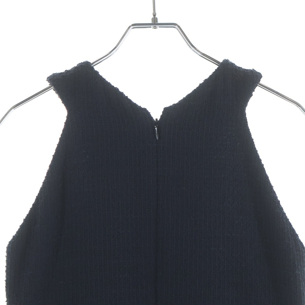 CHANEL(シャネル) 09P ツイード チェック総柄 ノースリーブ ミディアムワンピース ブラック/ホワイト レディース P35413V25614