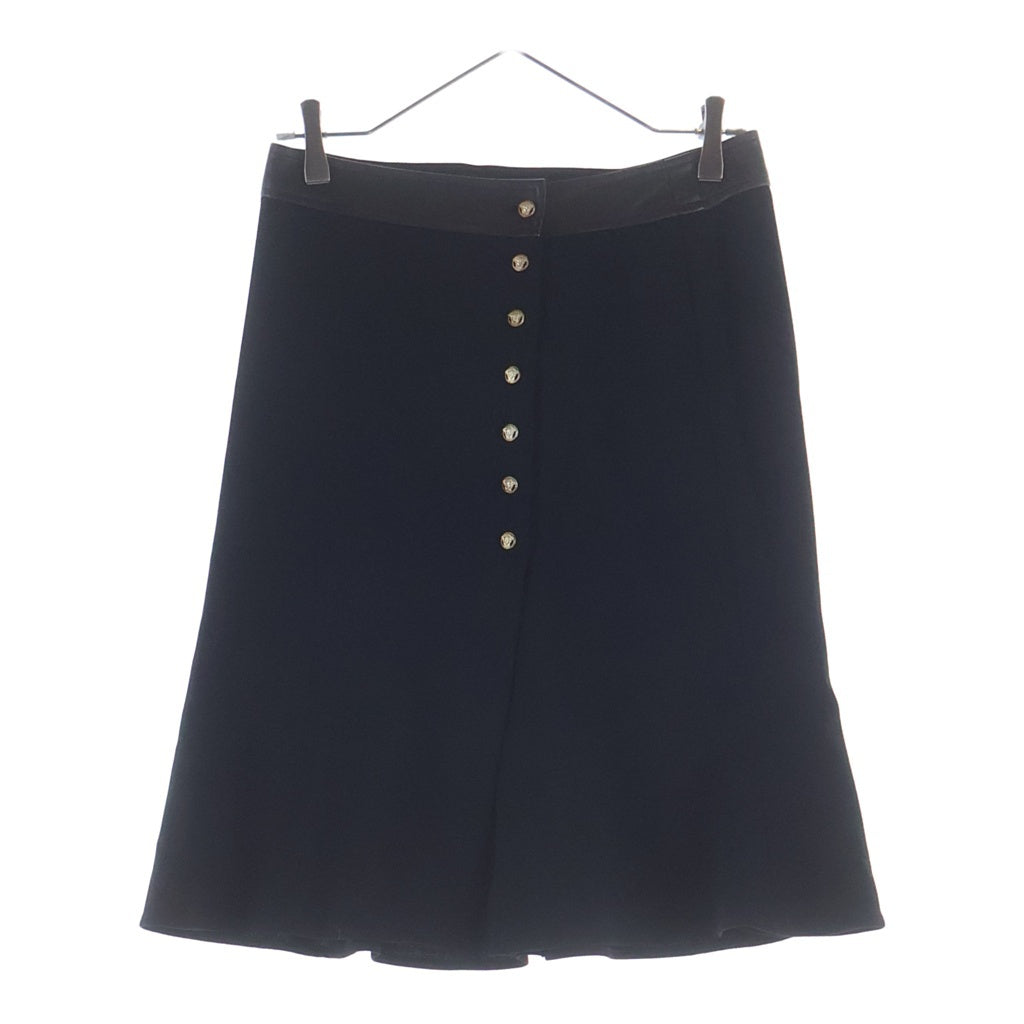 VERSACE(ヴェルサーチ) スカート ブラック ウール×レザー #38 レディース