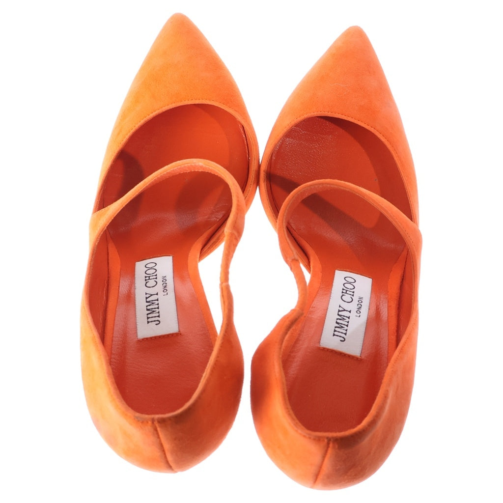 JIMMY CHOO(ジミーチュウ) スエードレザー ストラップ ヒール パンプス シューズ オレンジ レディース