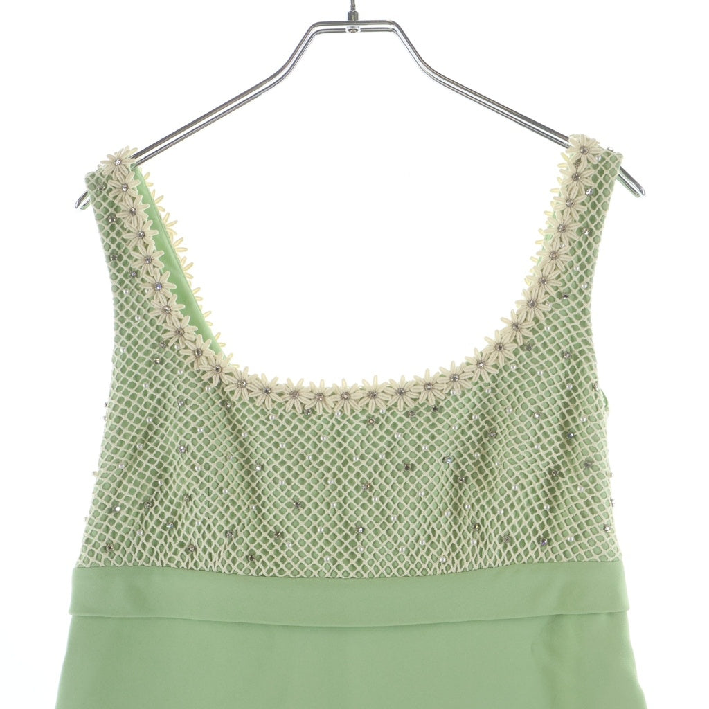 miumiu(ミュウミュウ) パール メッシュ切り替え ノースリーブドレス ワンピース レディース ライトグリーン MF3563