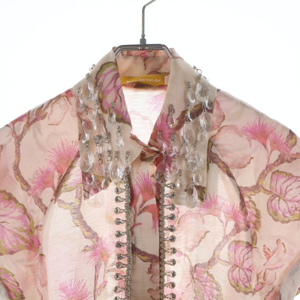 ZIMMERMANN(ジマーマン) Matchmaker Flip Dress マッチメーカー フリップ ドレス フラワー総柄プリント ビジュー装飾 ワンピース ピンク レディース 9145DMAT