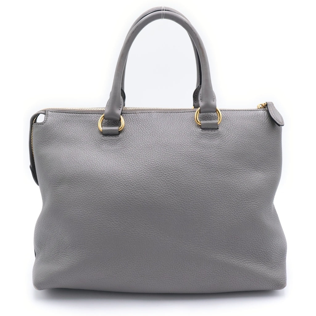 PRADA(プラダ) 2WAYバッグ トートバッグ ハンドバッグ ショルダーバッグ グレー レザー ゴールド金具 レディース