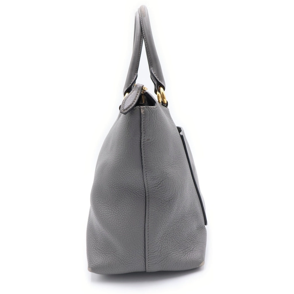 PRADA(プラダ) 2WAYバッグ トートバッグ ハンドバッグ ショルダーバッグ グレー レザー ゴールド金具 レディース
