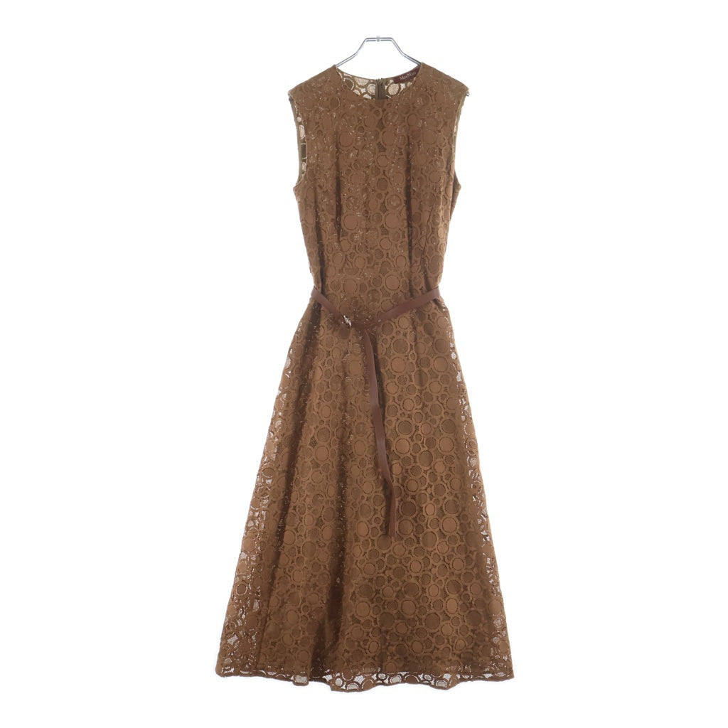 Max Mara(マックスマーラ) レース総柄 ノースリーブ ロング フレア ワンピース ブラウン レディース 62261719 6 70