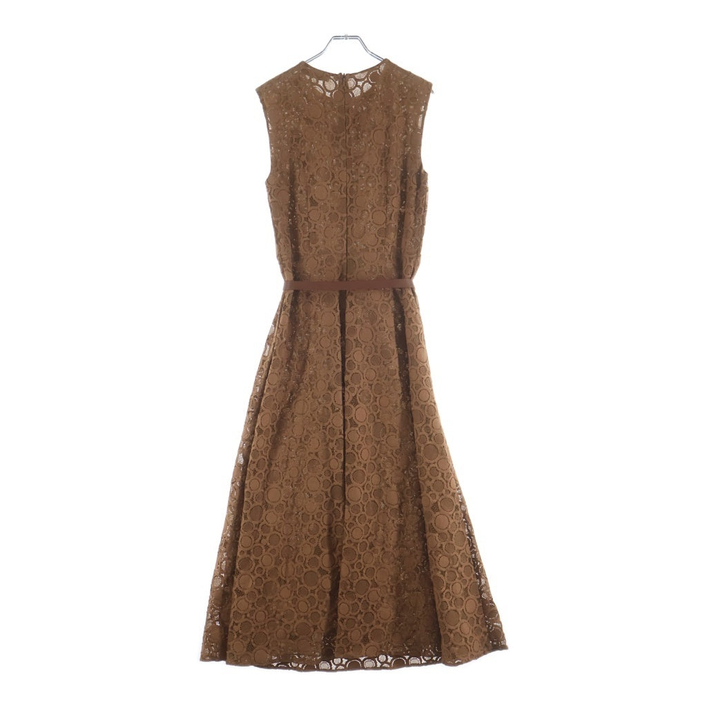 Max Mara(マックスマーラ) レース総柄 ノースリーブ ロング フレア ワンピース ブラウン レディース 62261719 6 70