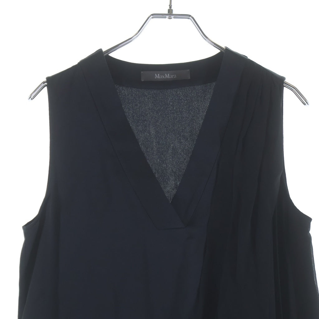 Max Mara(マックスマーラ) シルク ドレープ ノースリーブブラウス ブラック レディース 816603760 07