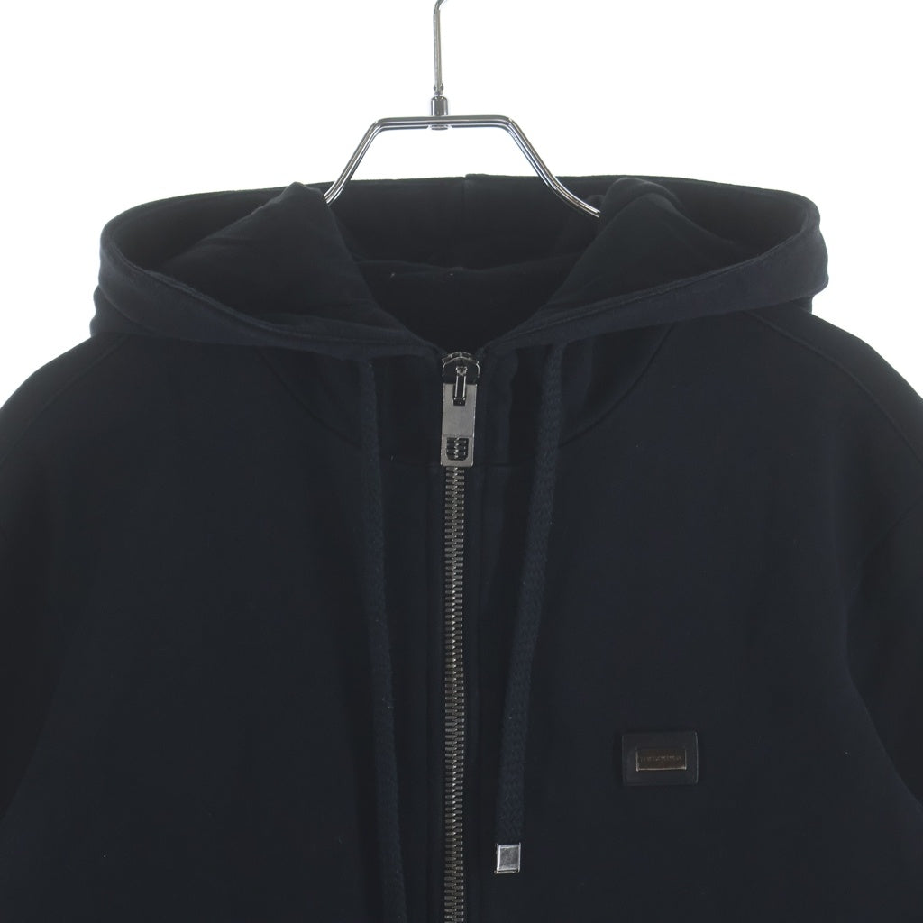 DOLCE & GABBANA(ドルチェアンドガッバーナ) ロゴプレート ジップアップ スウェットパーカー フーディー ブラック JB-G9CZ6T/G7ZXD-B