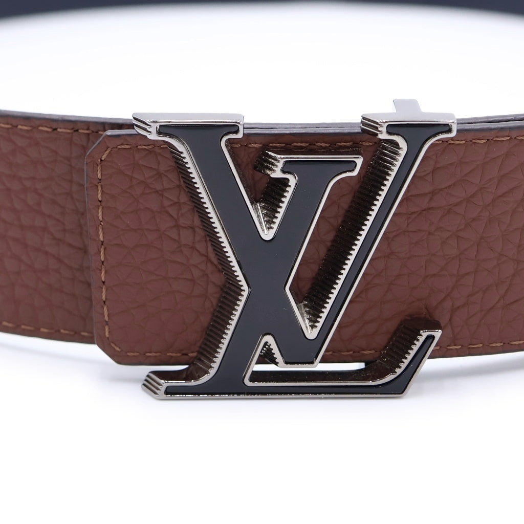 LOUIS VUITTON(ルイヴィトン) LVティルト リバース レザーベルト ネイビー×ブラウン 95/38 M0027 シルバー金具