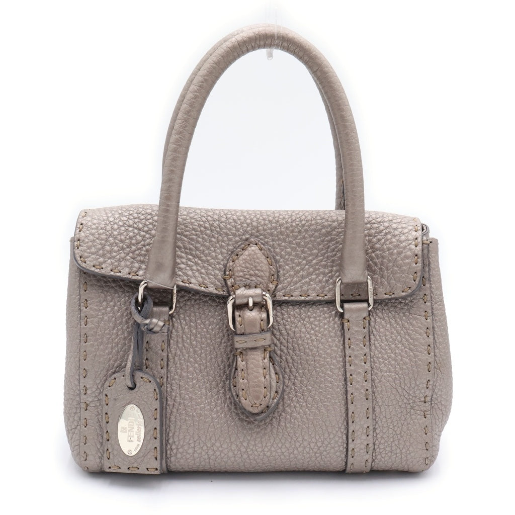 FENDI(フェンディ) セレリア ミニリンダ ハンドバッグ グレージュ シルバー レザー シルバー金具 レディース