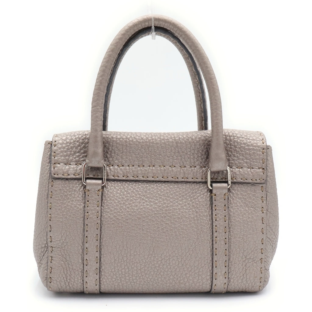 FENDI(フェンディ) セレリア ミニリンダ ハンドバッグ グレージュ シルバー レザー シルバー金具 レディース