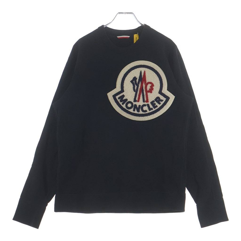 MONCLER(モンクレール) 19AW ワッペンロゴ クルーネック プルオーバースウェット トレーナー ブラック E10918045200 80985