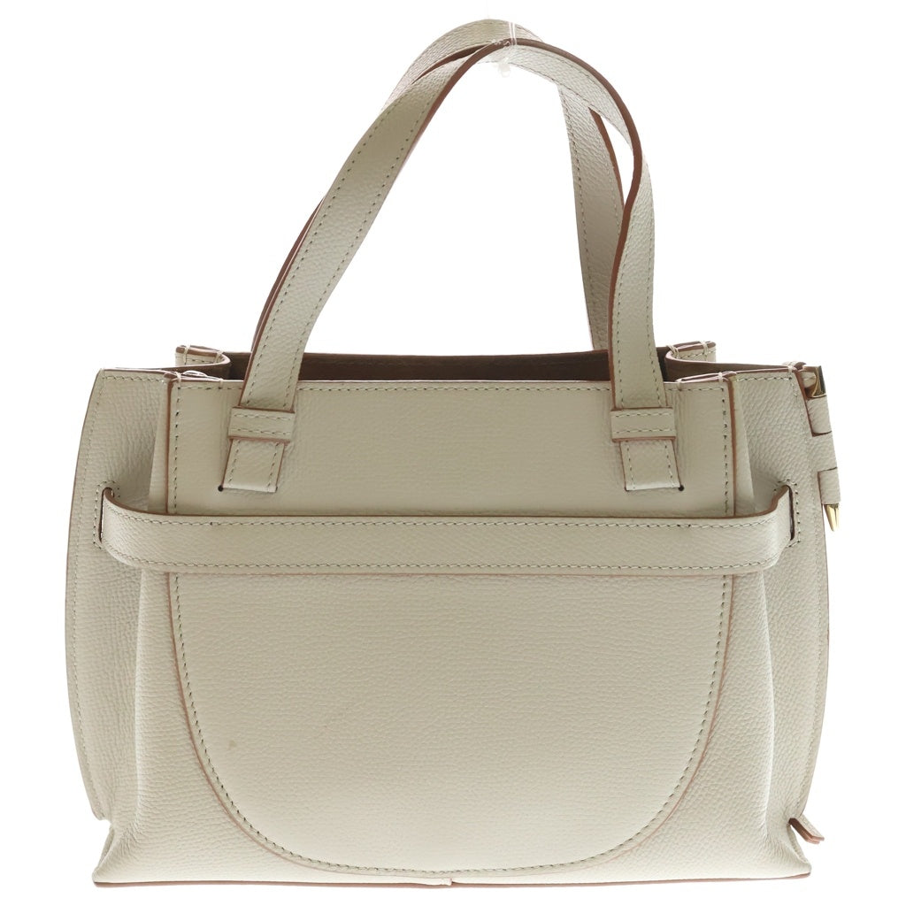 LOEWE(ロエベ) ロエベ ゲートトップハンドル 2WAYハンドバッグ ショルダーバッグ アイボリー×ブラウン レザー ゴールド金具 レディース