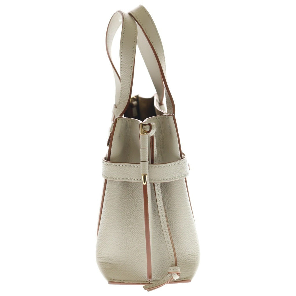 LOEWE(ロエベ) ロエベ ゲートトップハンドル 2WAYハンドバッグ ショルダーバッグ アイボリー×ブラウン レザー ゴールド金具 レディース
