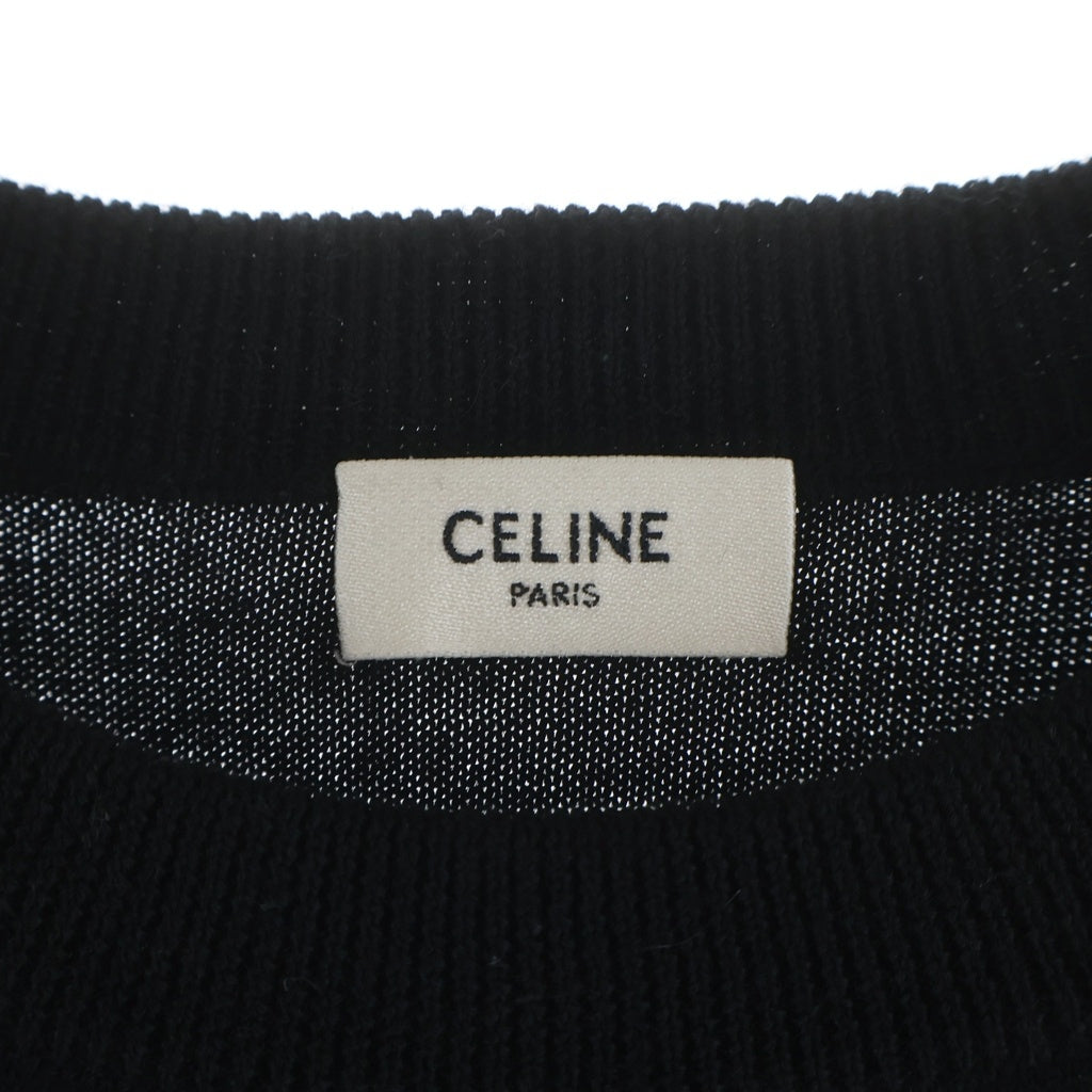 CELINE(セリーヌ) トリオンフ ロゴ刺繍 クルーネック ウール 長袖ニット セーター ブラック 2AH80322U 38NO