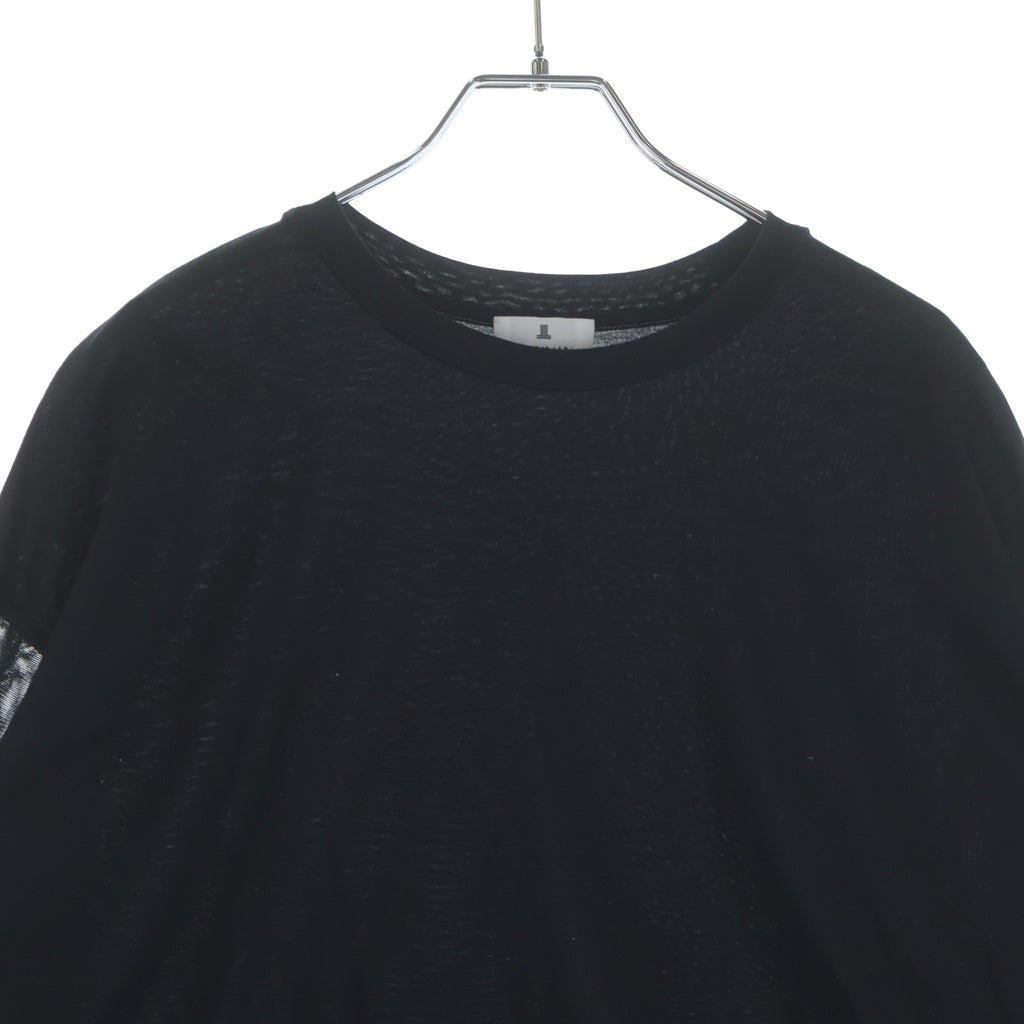 LANVIN(ランバン) アーム シアー切り替え サイドスリット クルーネック 長袖Tシャツカットソーブラック 3336719 レディース
