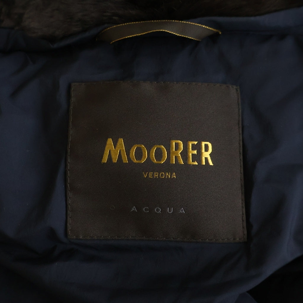 MOORER(ムーレー) VETIVER-S3 ラビットファー ジップアップ ダウン ロングジャケット コート レディース ネイビー