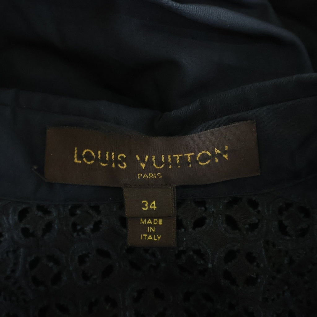 LOUIS VUITTON(ルイヴィトン) 17SS カットアウト刺繍 長袖シャツ ワンピース ブラック レディース RW171W QHJ FBDB05