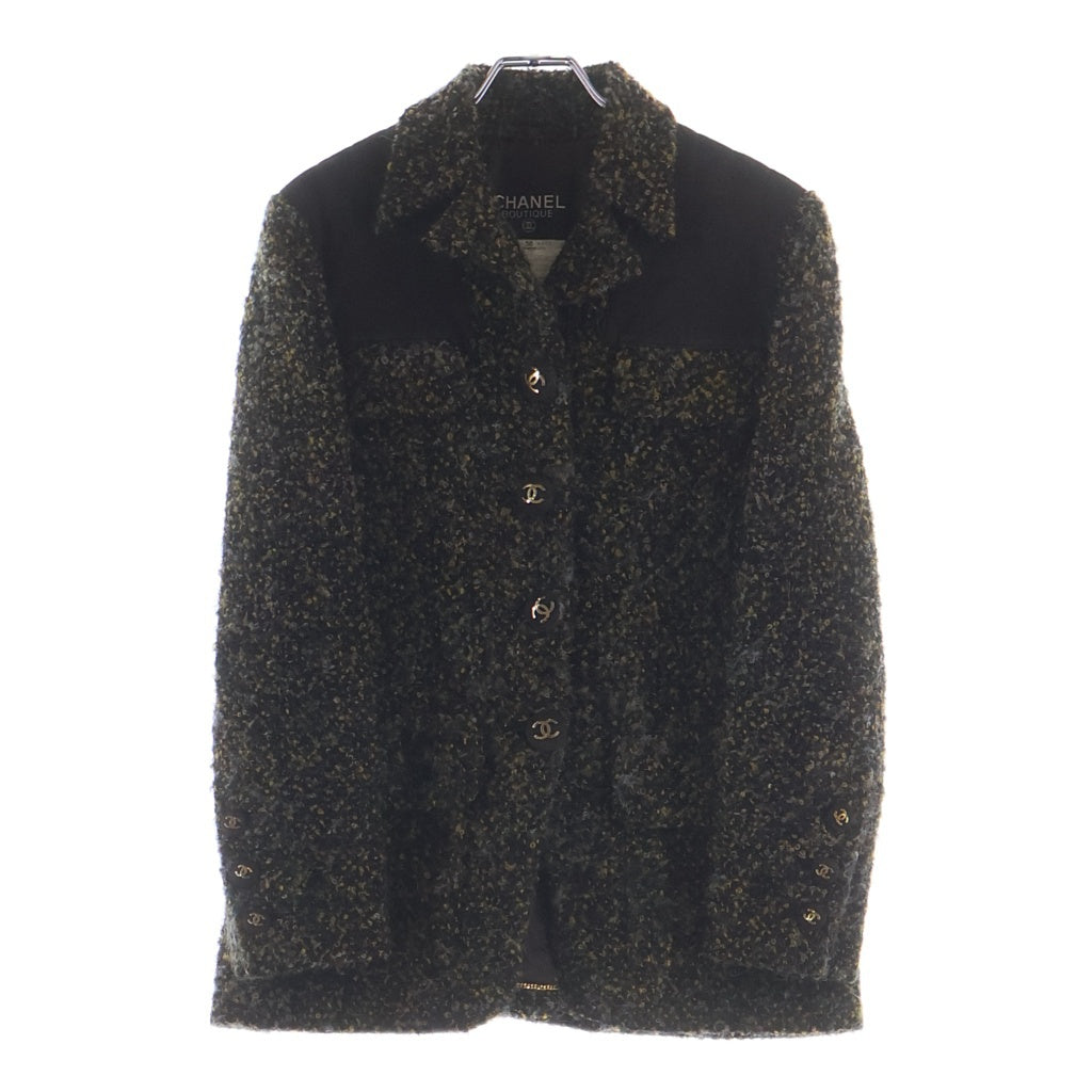CHANEL(シャネル) ココボタン ツイードジャケット ブラック×イエロー #36 レディース