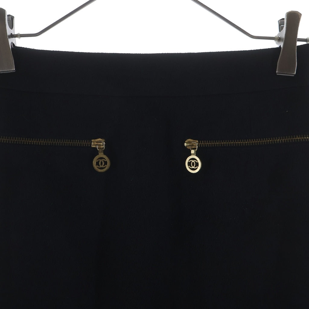 CHANEL(シャネル) ウール ジップひざ丈スカート ブラック #36 レディース