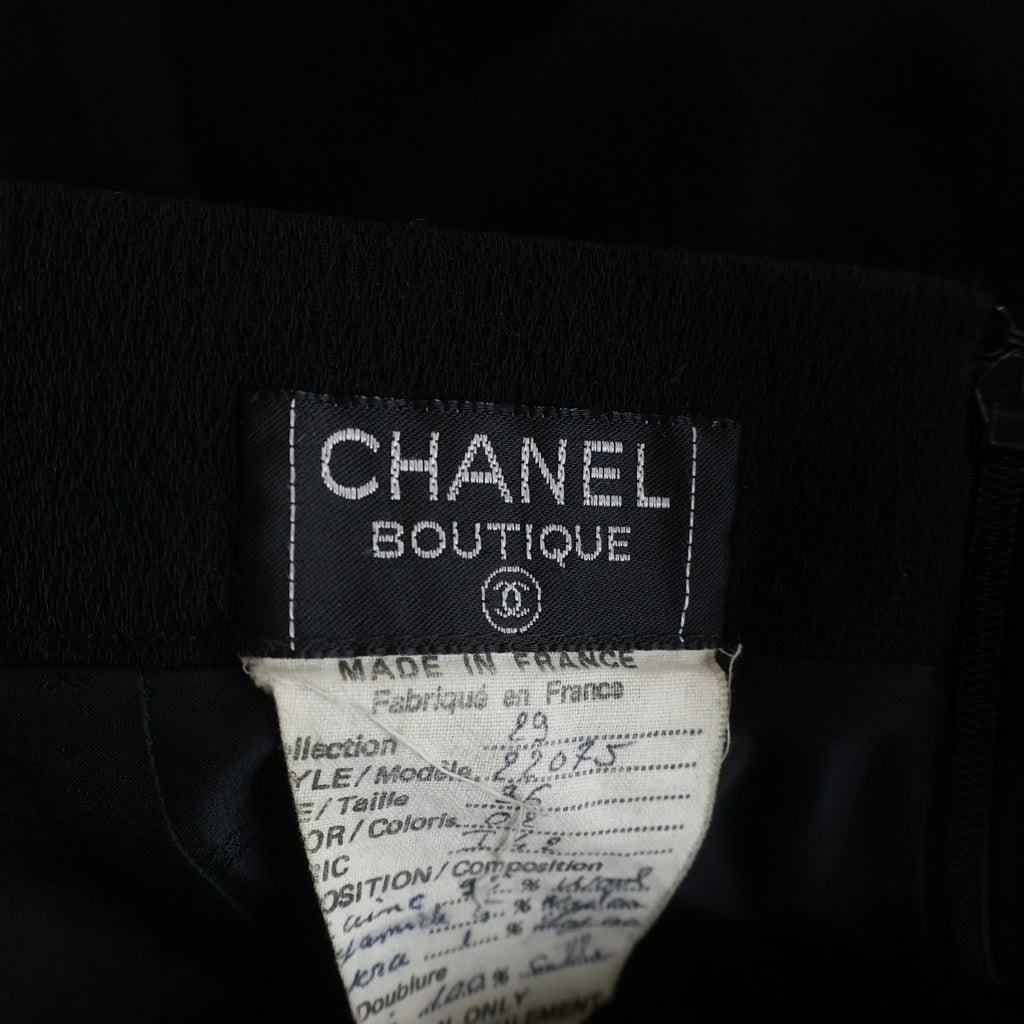 CHANEL(シャネル) ウール ジップひざ丈スカート ブラック #36 レディース