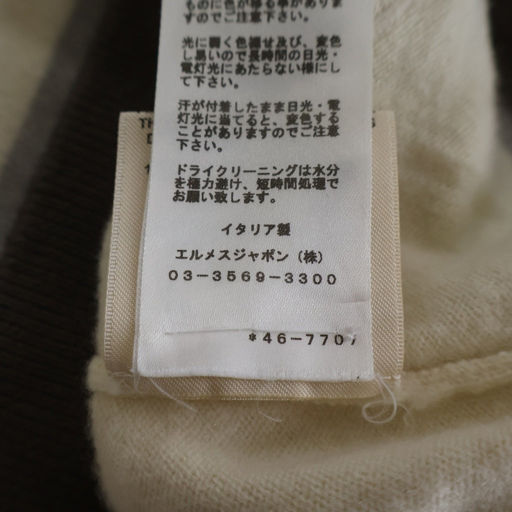 HERMES(エルメス) フラワー柄ジャガード 半袖ニット セーター アイボリー レディース