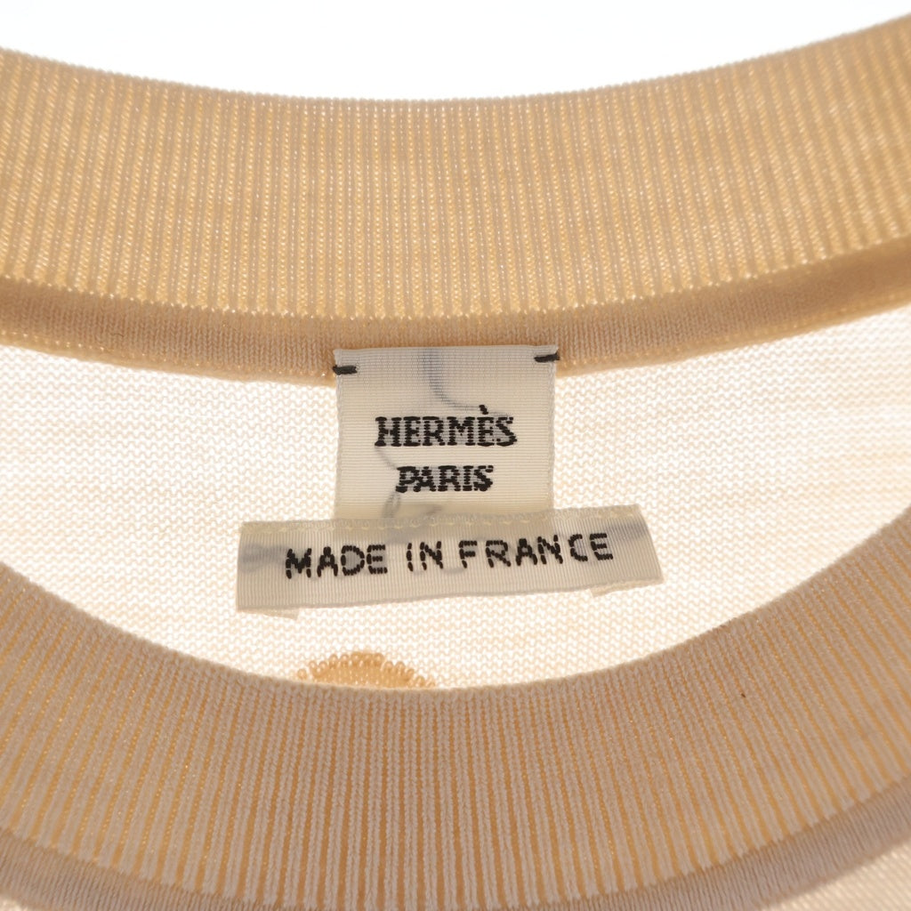 HERMES(エルメス) 25AW 総柄ジャガード 半袖ニット セーター ベージュ レディース H5H2635D3
