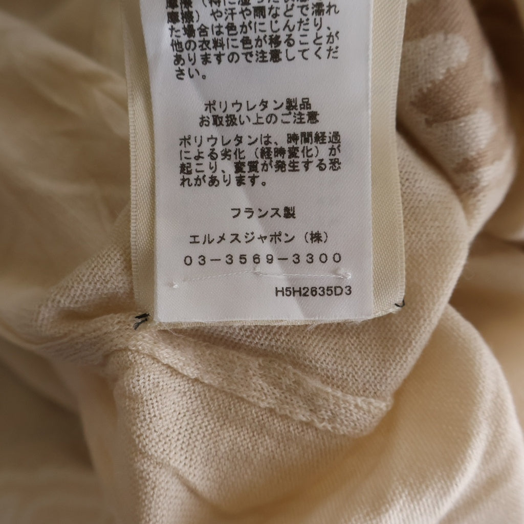 HERMES(エルメス) 25AW 総柄ジャガード 半袖ニット セーター ベージュ レディース H5H2635D3
