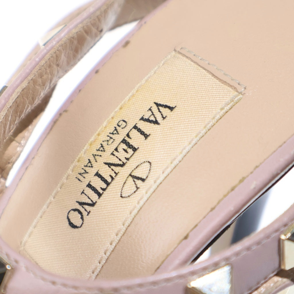 VALENTINO GARAVANI(ヴァレンチノガラヴァーニ) ロックスタッズ パテント コンビレザー ストラップ ヒール パンプス シューズ ブラック/ピンク レディース