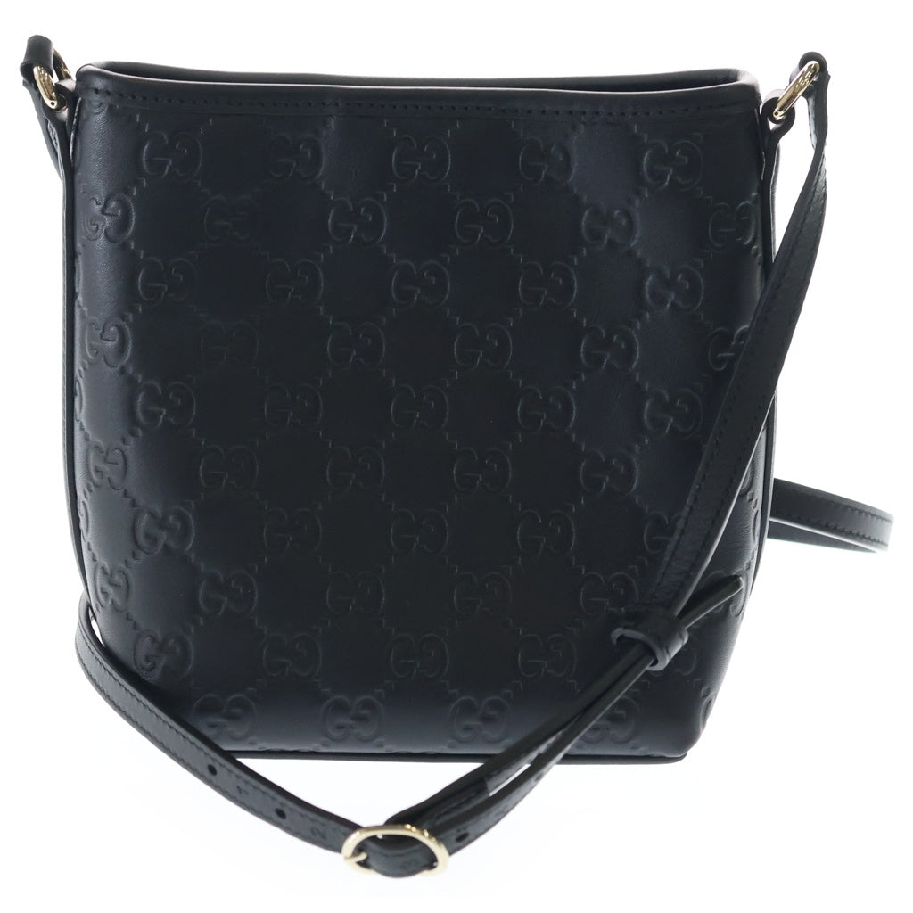 GUCCI(グッチ) GGエンブレム 2WAYハンドバッグ ショルダーバッグ ミニバッグ ブラック レザー 815118 ゴールド金具 レディース