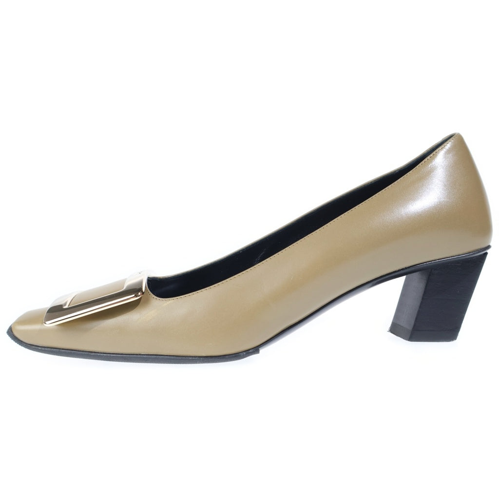 Roger Vivier(ロジェヴィヴィエ) ヒールパンプス カーキブラウン ゴールド金具 #34 レディース