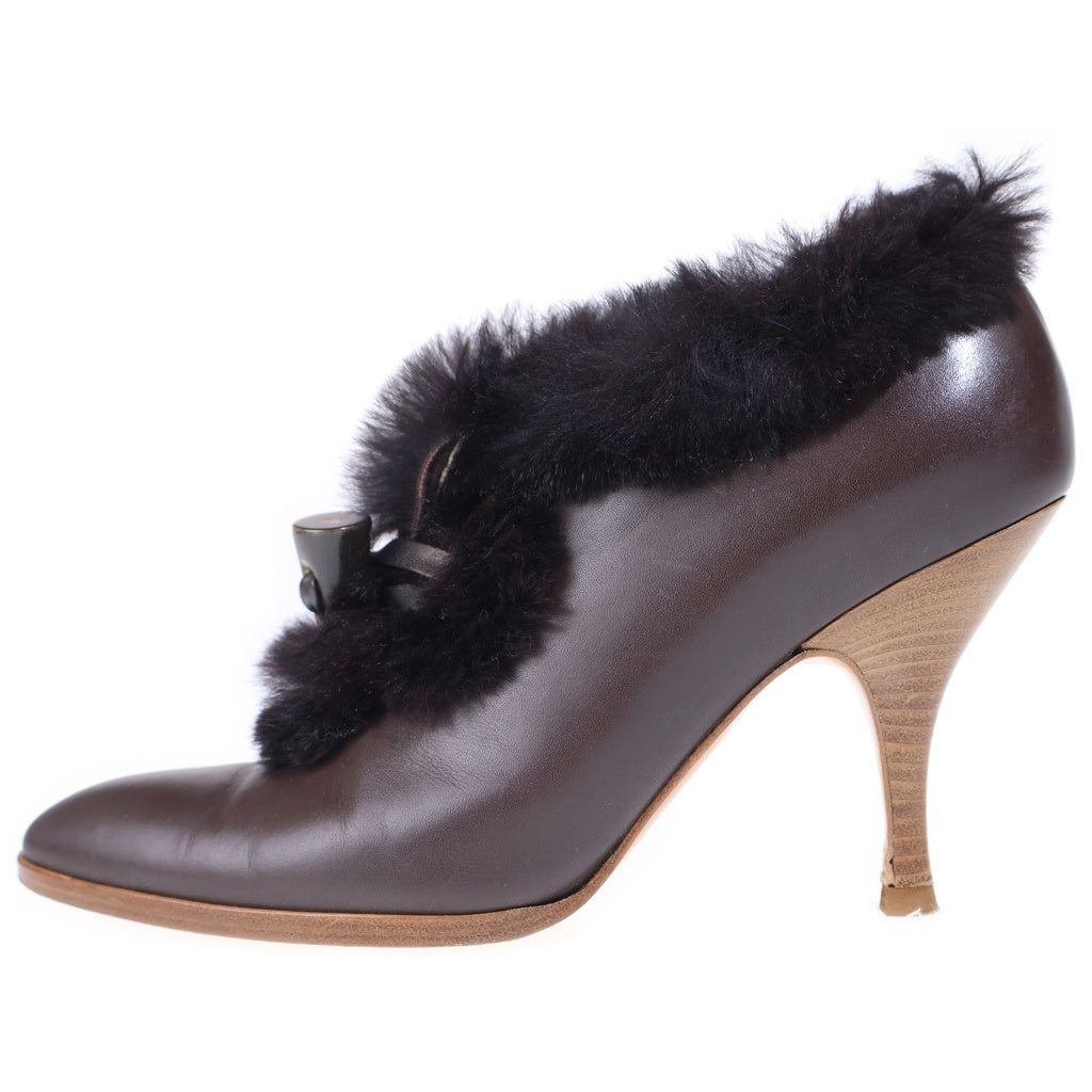 FERRAGAMO(フェラガモ) ファー ヒールレザーブーツ ブラウン #7 レディース