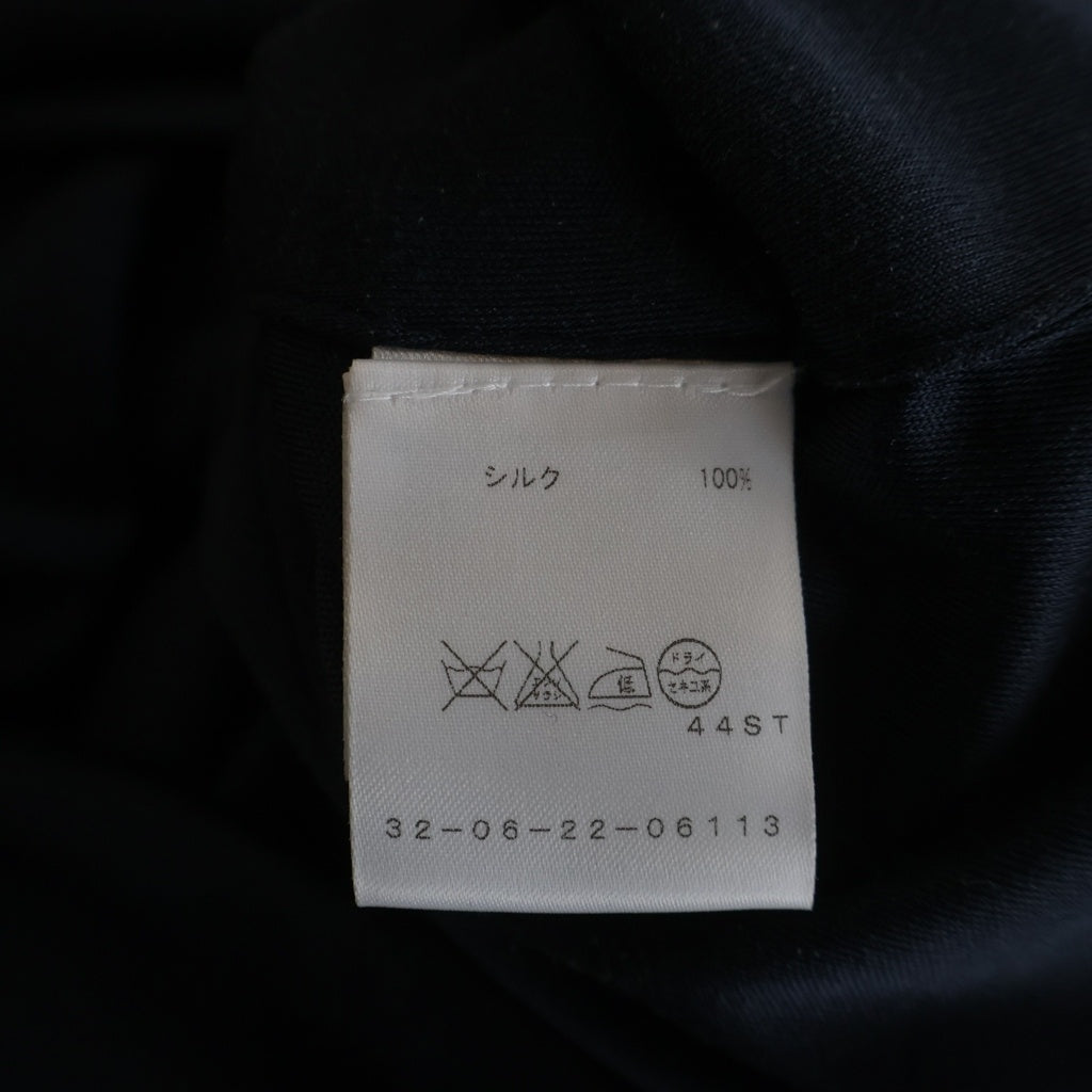 NO BRAND(ノーブランド) 半袖ロングワンピース シルク ネイビー #36 レディース