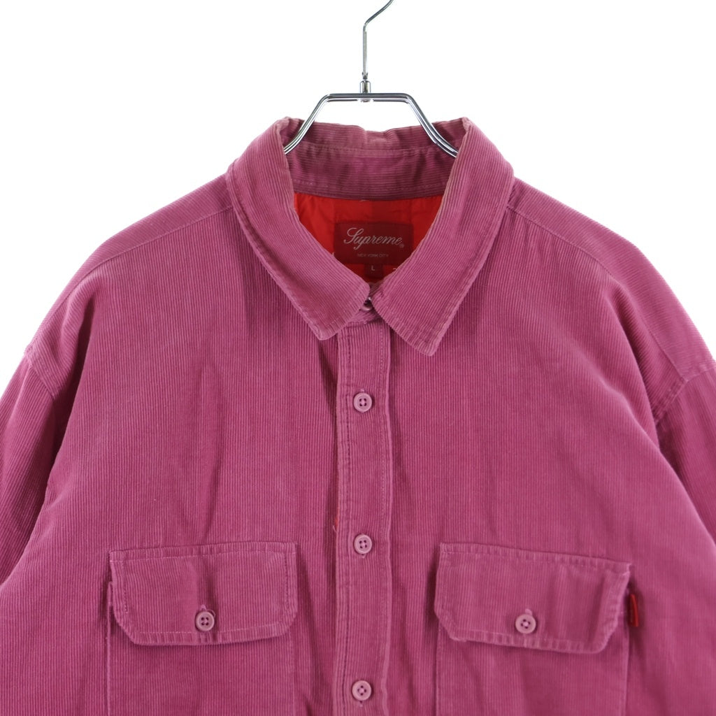 SUPREME(シュプリーム) 17AW Corduroy Qualited Shirt コーデュロイ キルテッド 長袖シャツ ピンク