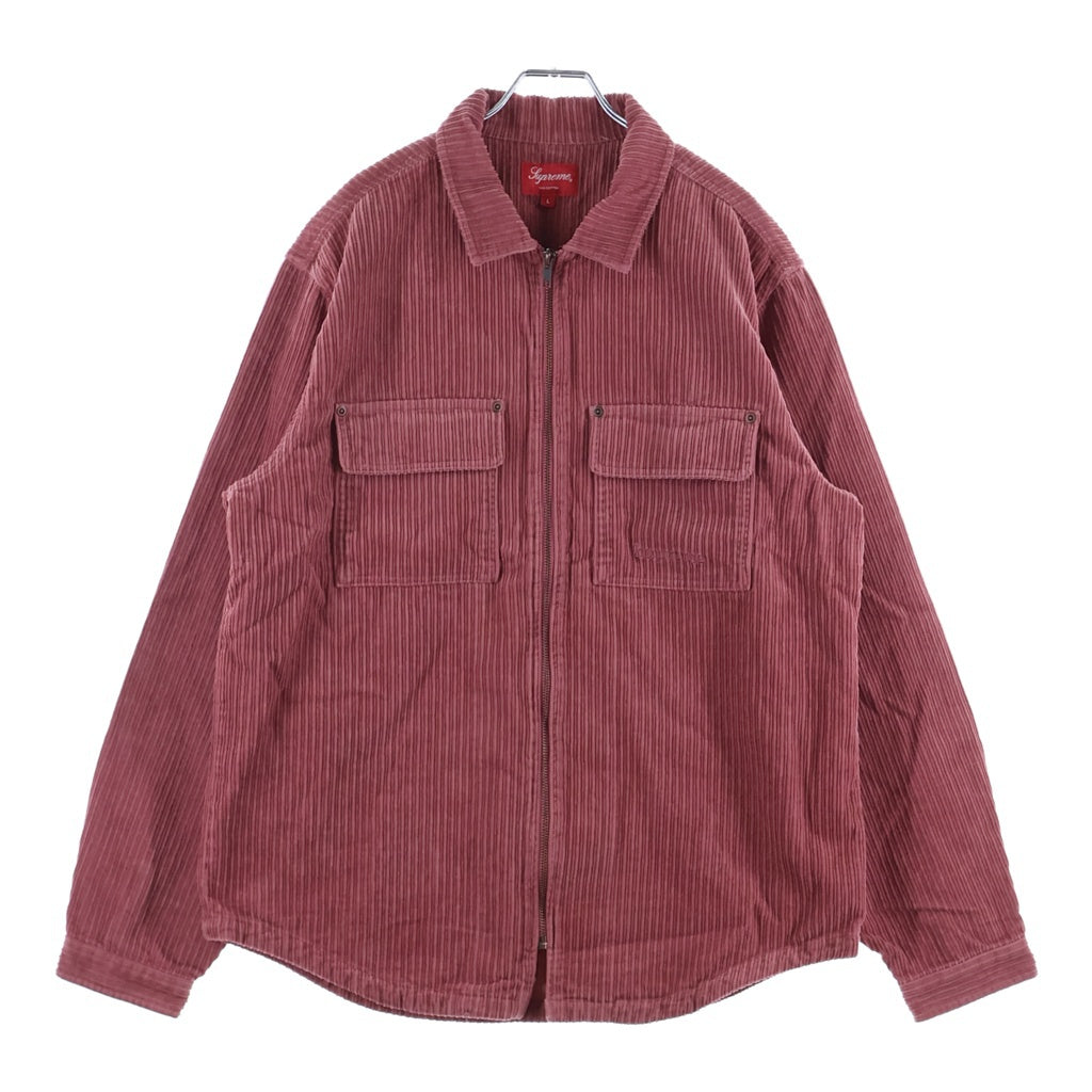 SUPREME(シュプリーム) 24SS Washed Corduroy Zip Up Shirt ウォシュド コーデュロイ ジップアップ 長袖シャツ ピンク