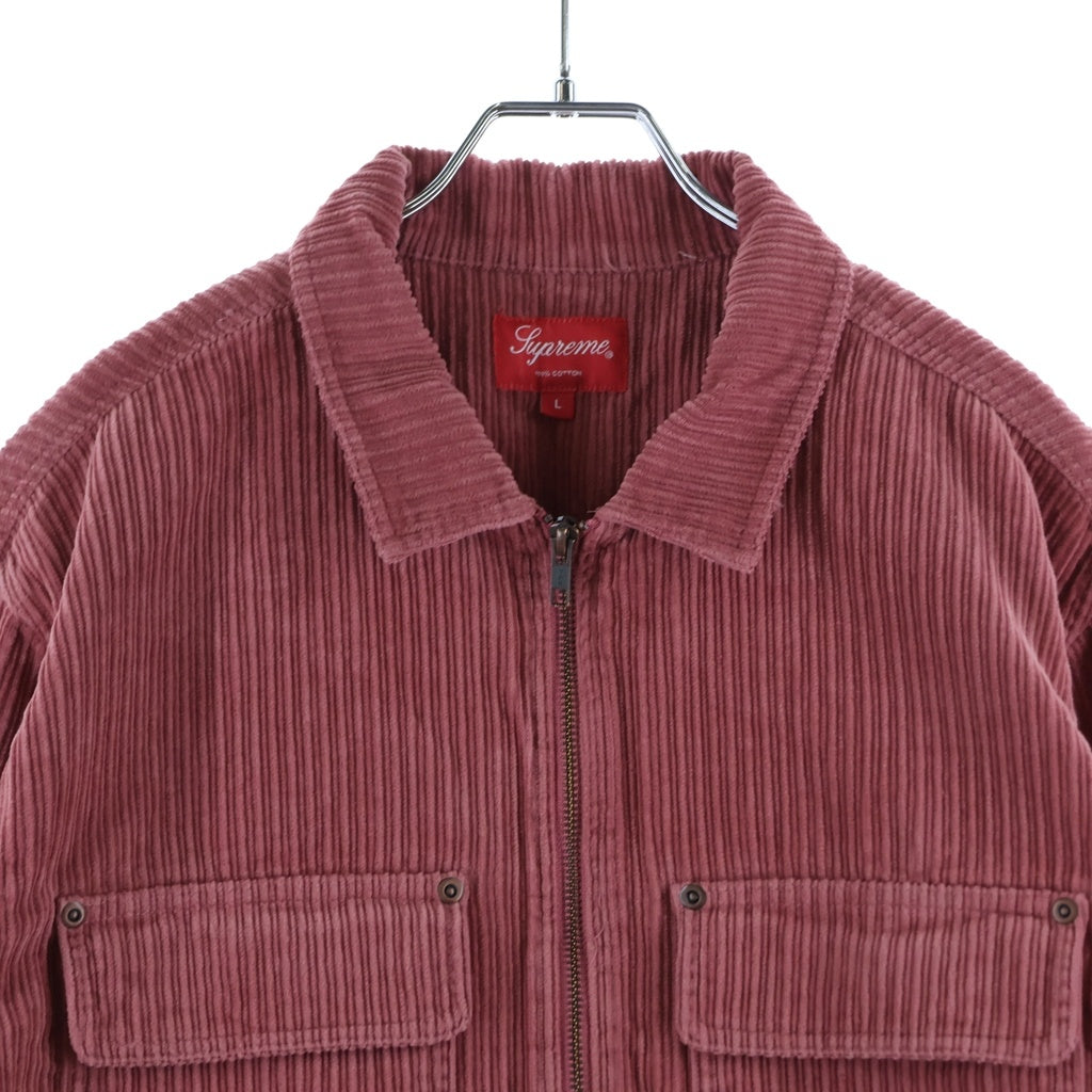 SUPREME(シュプリーム) 24SS Washed Corduroy Zip Up Shirt ウォシュド コーデュロイ ジップアップ 長袖シャツ ピンク