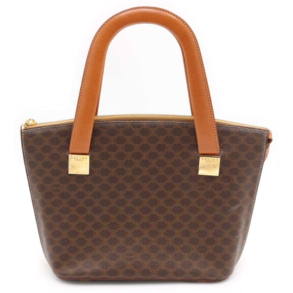 CELINE(セリーヌ) マカダム ハンドバッグ ミニトートバッグ ブラウン PVC×レザー ゴールド金具 レディース