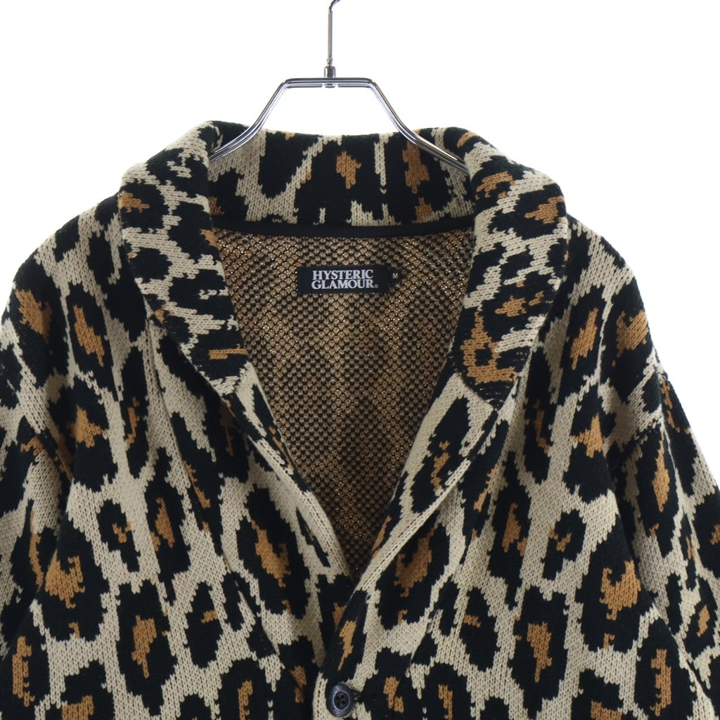 HYSTERIC GLAMOUR(ヒステリックグラマー) レオパード柄 カーディガン ベージュ アクリルウール
