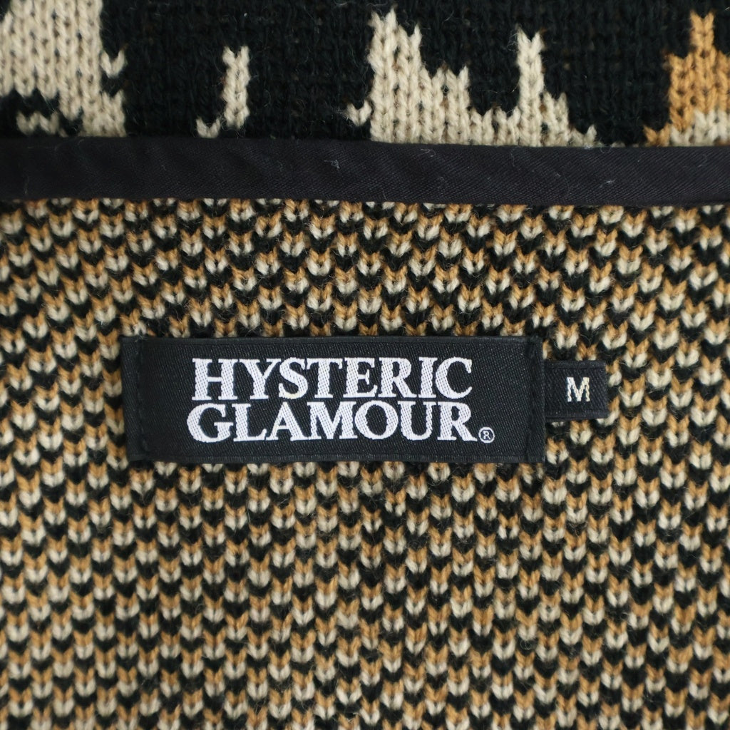 HYSTERIC GLAMOUR(ヒステリックグラマー) レオパード柄 カーディガン ベージュ アクリルウール