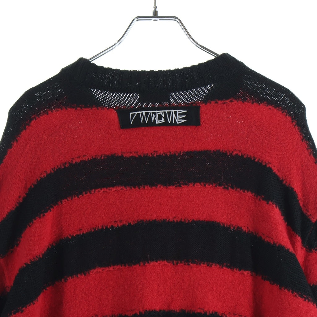 DIESEL(ディーゼル) アルパカ混 ボーダーニット ブラック×レッド アクリルウール #XXL