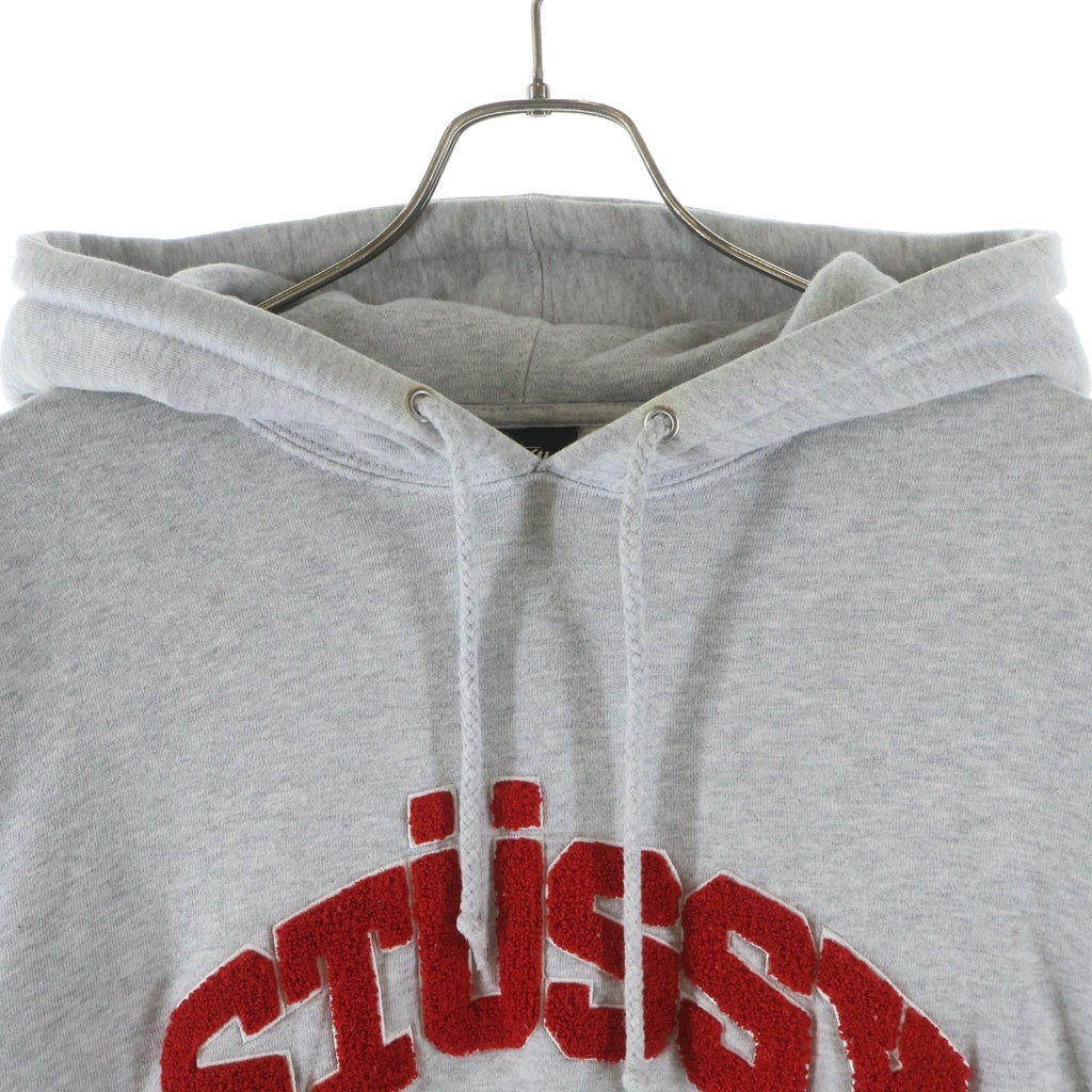 STUSSY(ステューシー) パイルアーチロゴ プルオーバーパーカー フーディー グレー #M