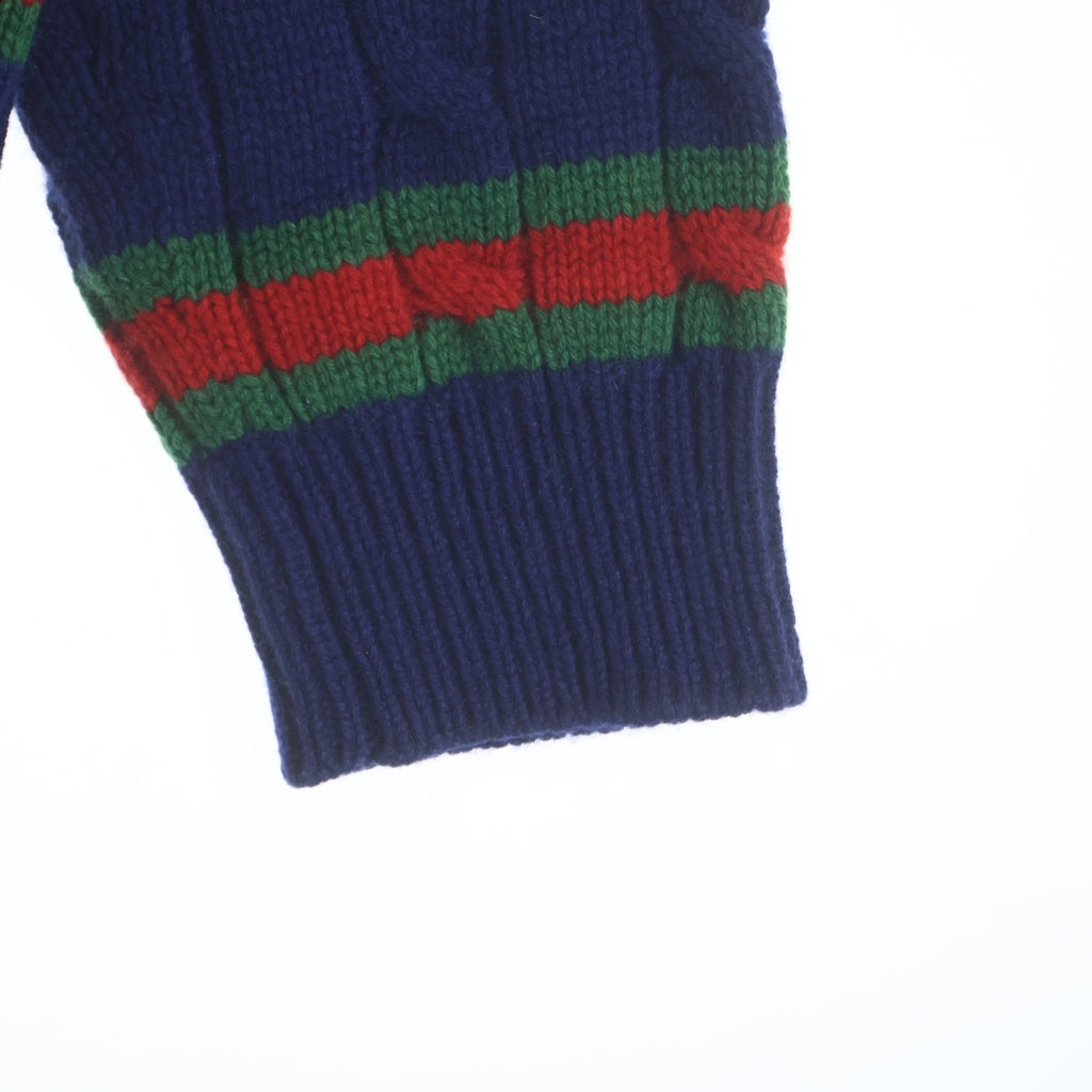 GUCCI(グッチ) ウェブストライプ付き ケーブルニット セーター ネイビー 673489 XKB2N
