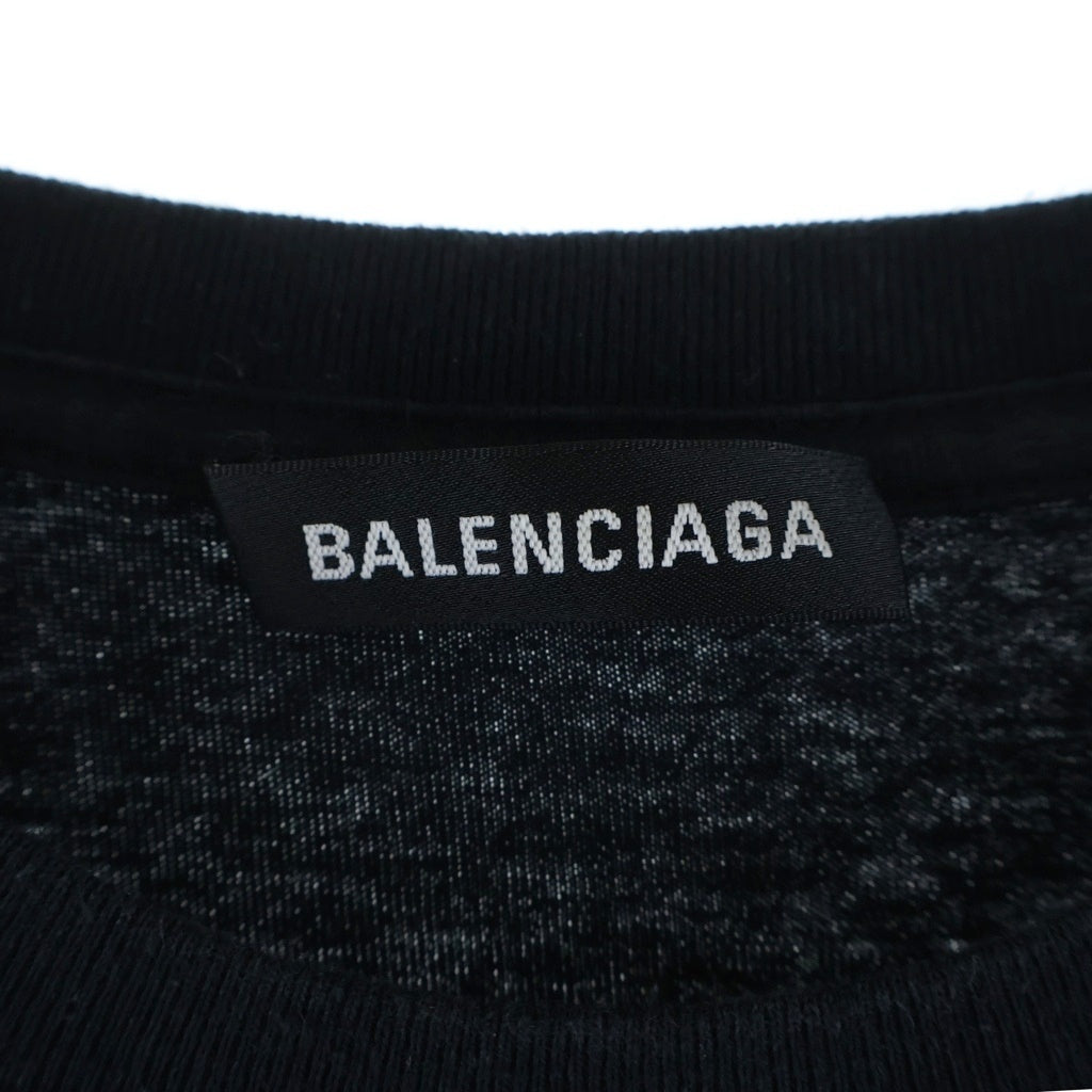 BALENCIAGA(バレンシアガ) レインボーロゴ刺繍Tシャツ ブラック #M 570805 レディース